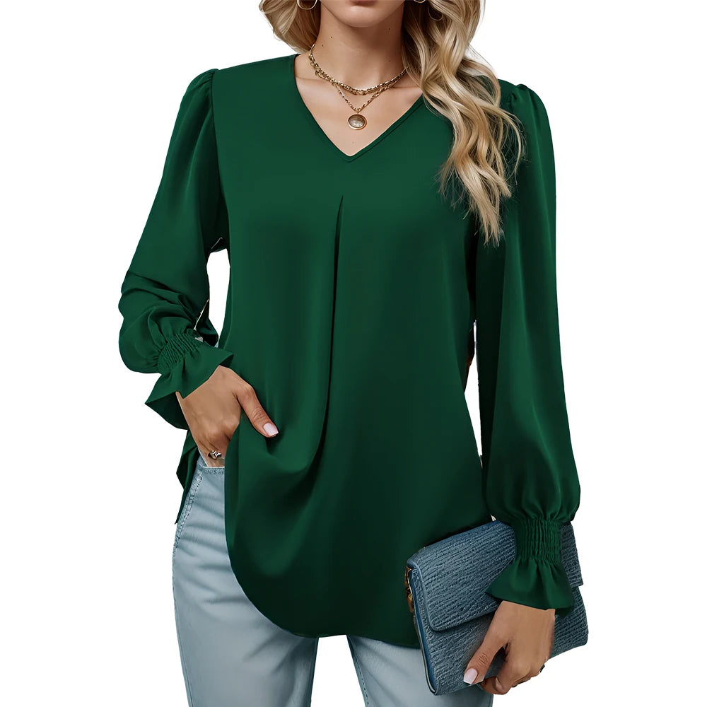 Women’s Loose-Fit Pleated Shirt: Perfect for Work or Weekends