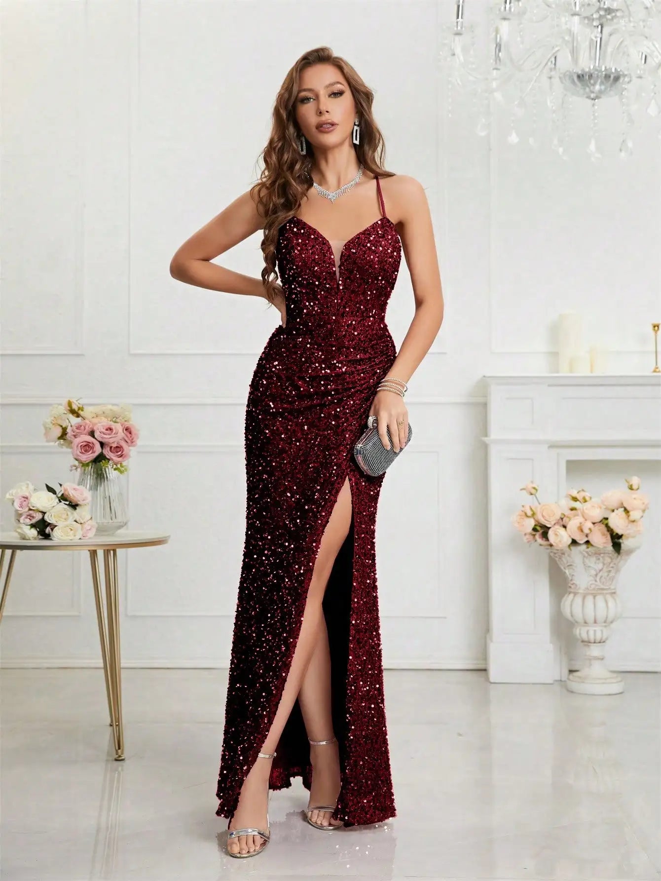 Split Thigh Sequin Cami Dress – The Perfect Party Outfit for Women