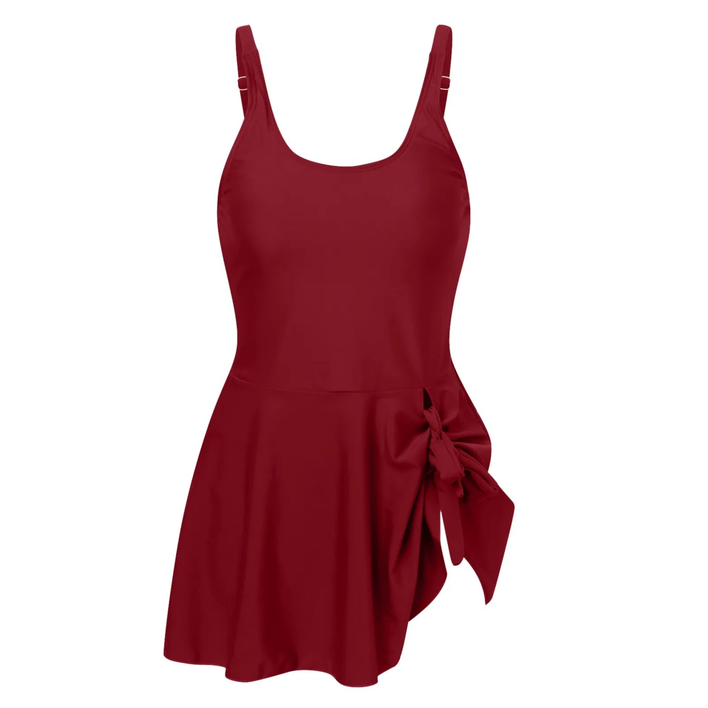 Vintage Print Swimwear: Strappy Back Swimdress Bottoms for Women