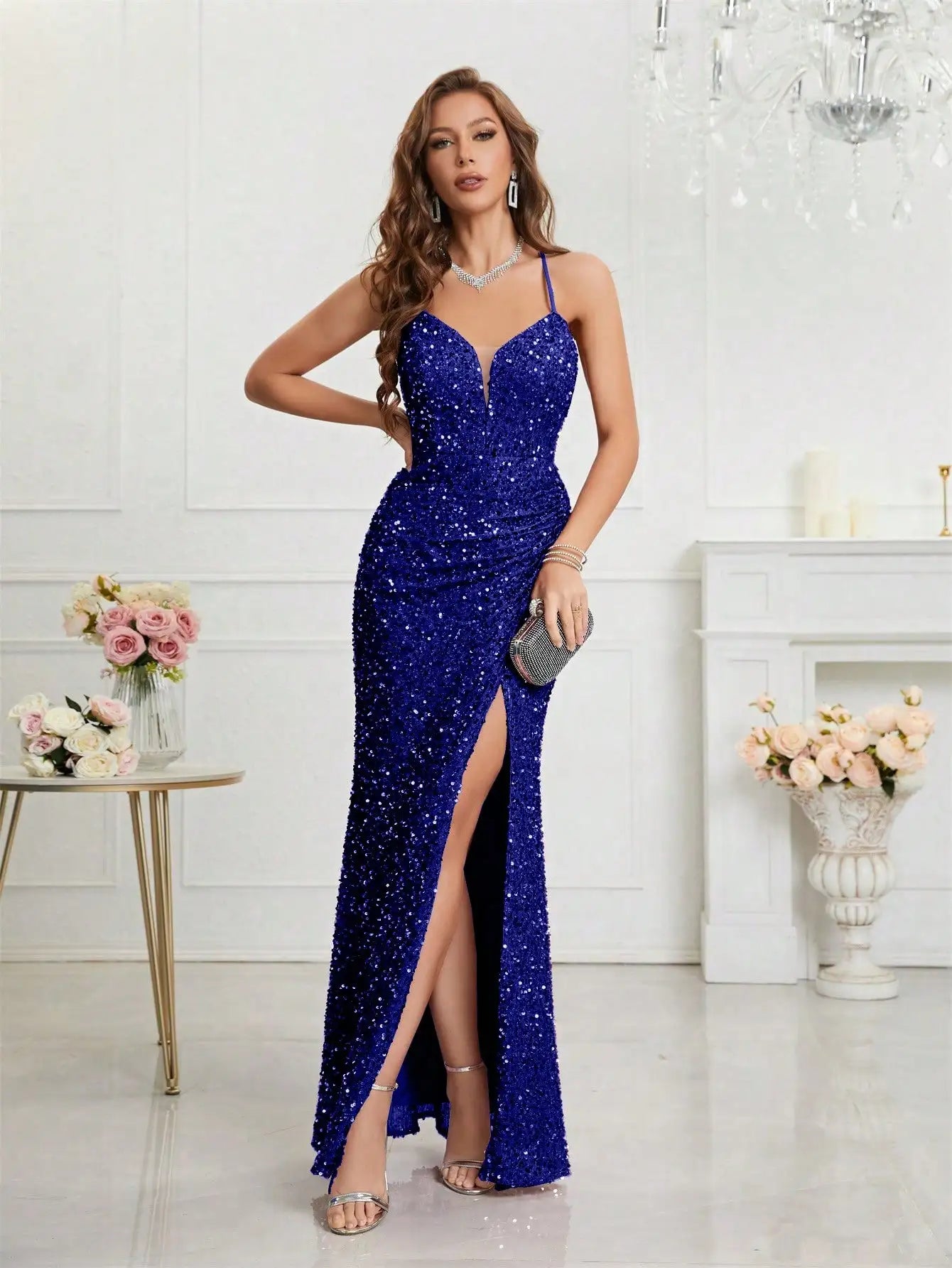 Split Thigh Sequin Cami Dress – The Perfect Party Outfit for Women