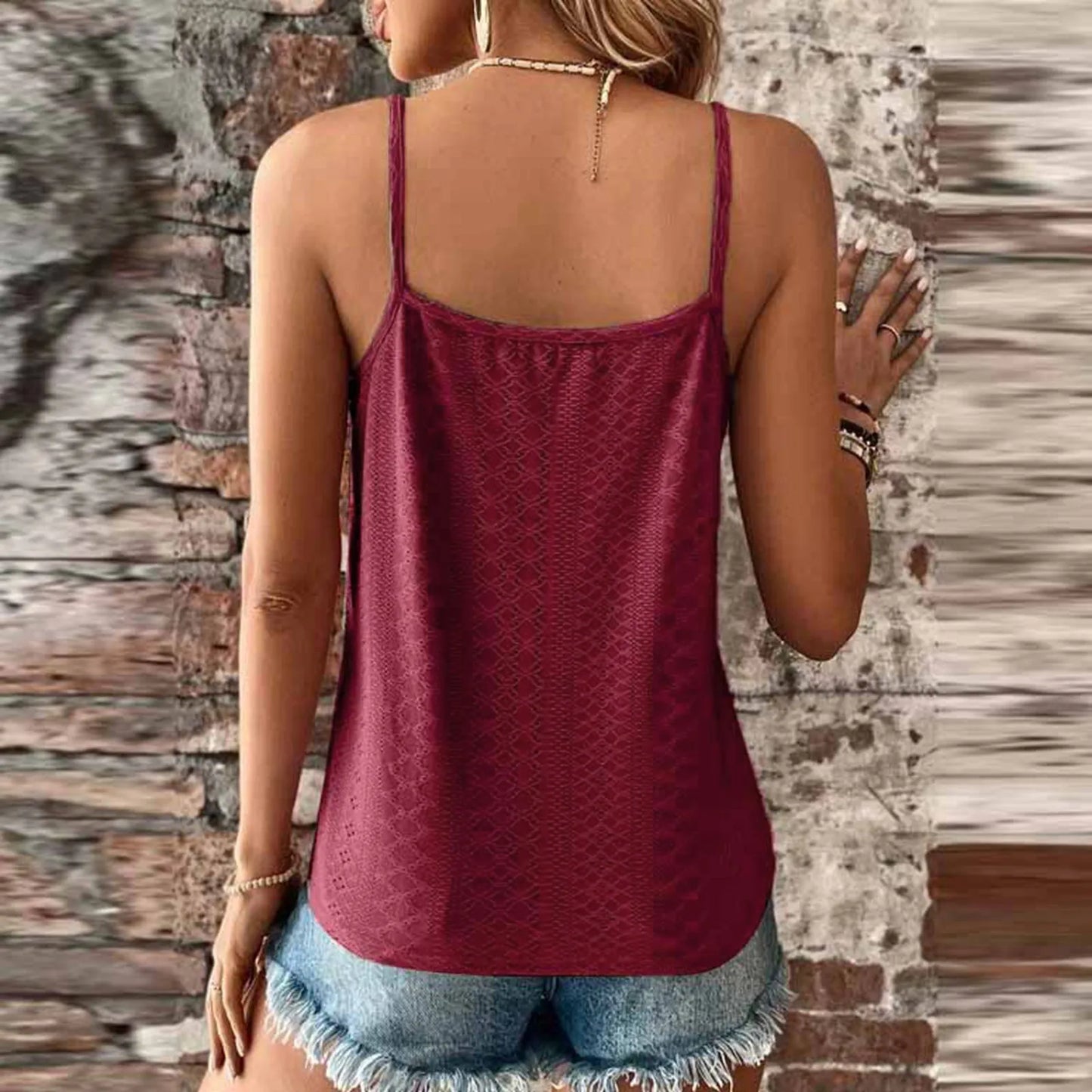 Summer Camis Tank Top for Women: Stylish & Slim Fit in Red Lace