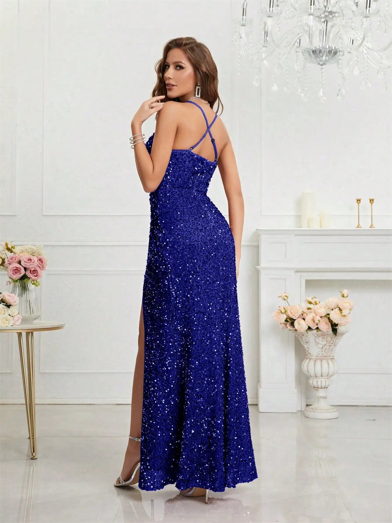 Split Thigh Sequin Cami Dress – The Perfect Party Outfit for Women