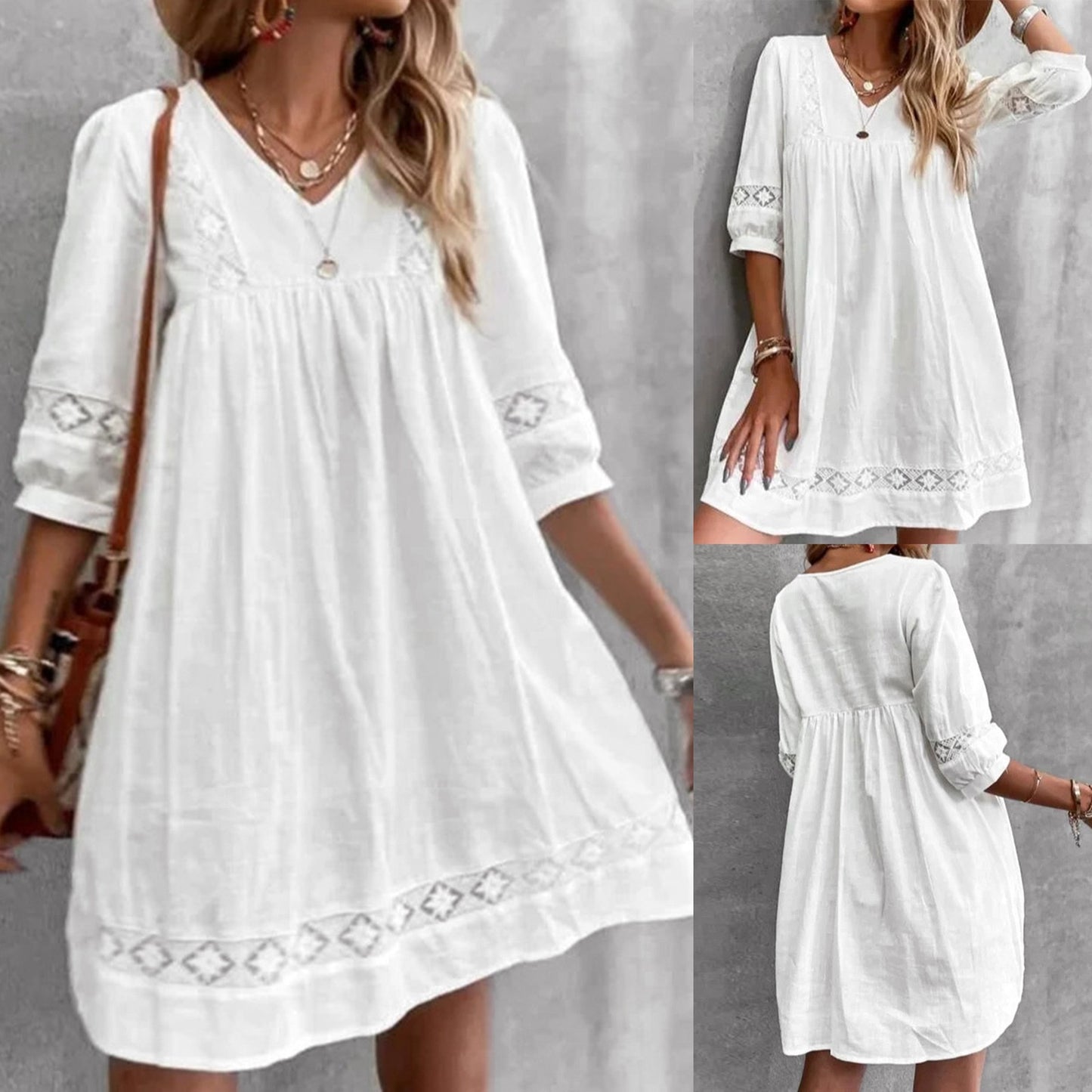 Boho Beach Dress: White Loose Midi Dress for Summer Comfort