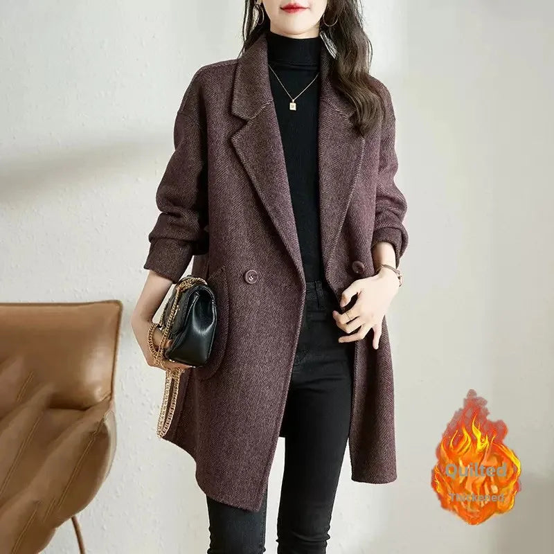Warm & Stylish Herringbone Wool Blend Jacket – New Arrival