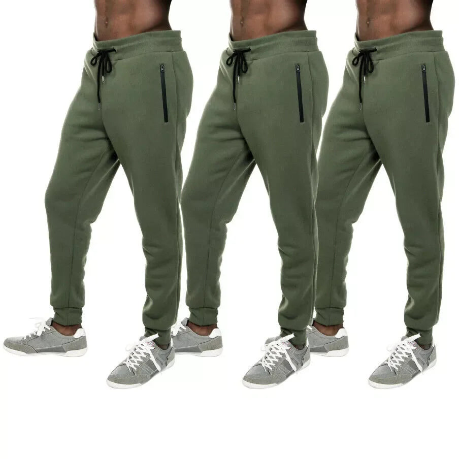 3 PACK: Men's Tech Joggers with Fleece Lining for Cold Weather