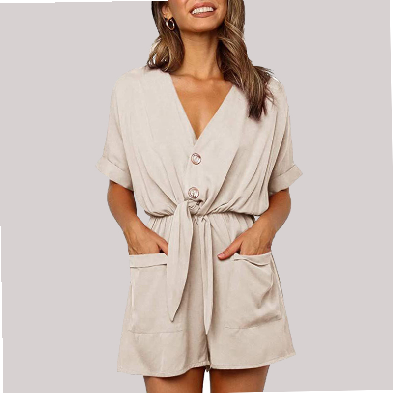 Women's One-Piece Shorts: V-Neck and Loose Fit