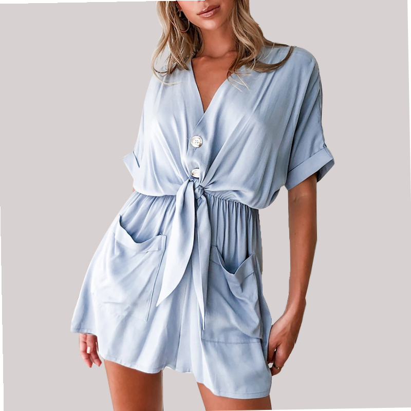 Women's One-Piece Shorts: V-Neck and Loose Fit