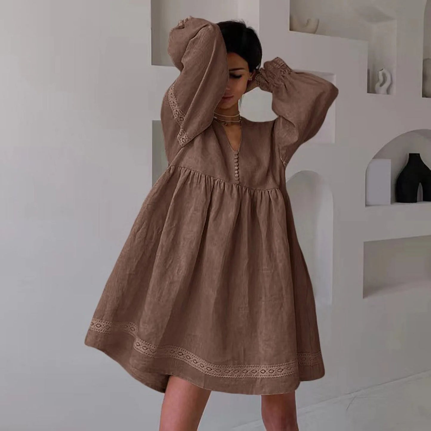 Stay Cool & Stylish with This Boho Cotton Lace Summer Dress