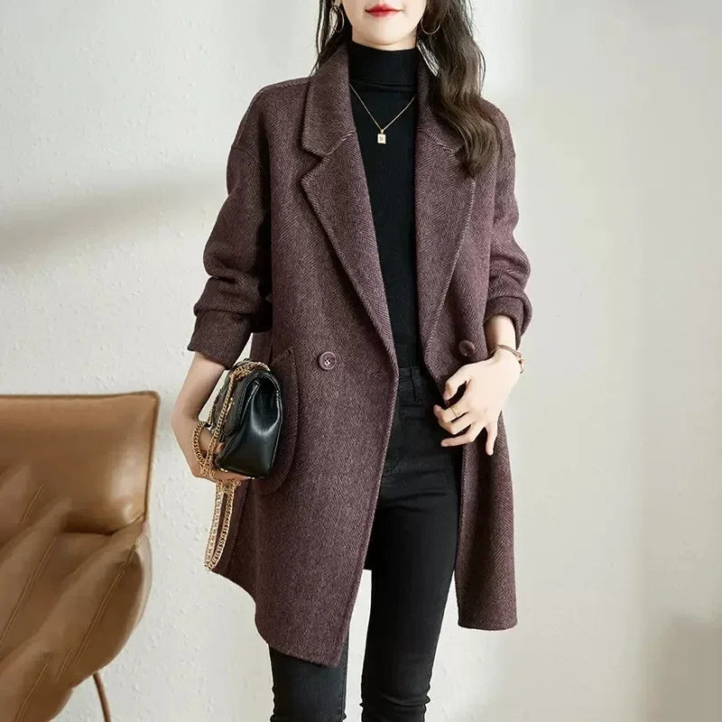 Warm & Stylish Herringbone Wool Blend Jacket – New Arrival