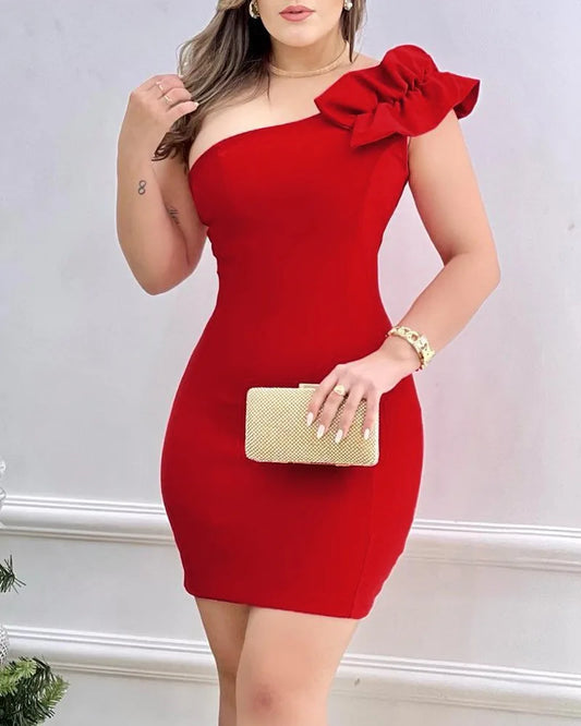 Stunning Red Applique Bodycon Dress: Perfect for Summer Parties & Club Nights