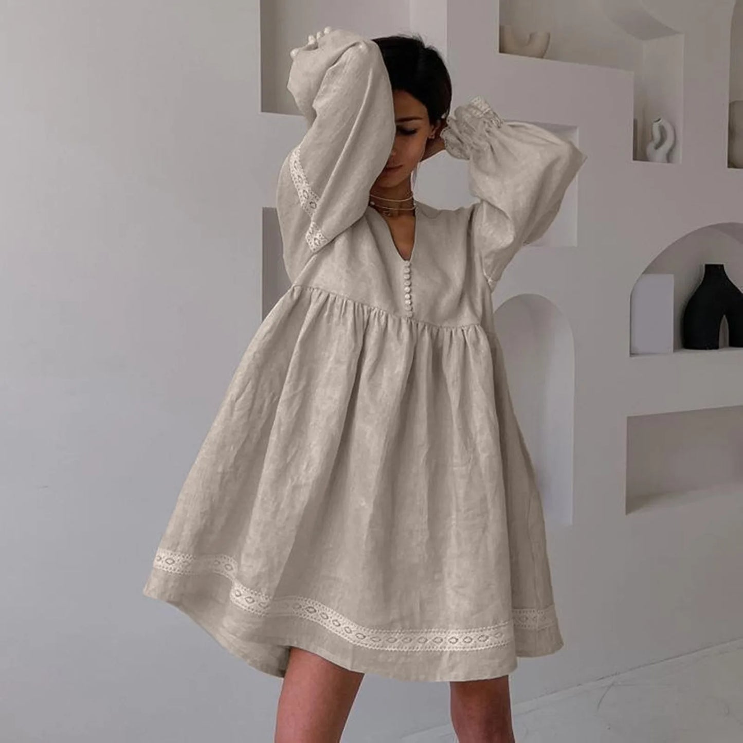 Stay Cool & Stylish with This Boho Cotton Lace Summer Dress