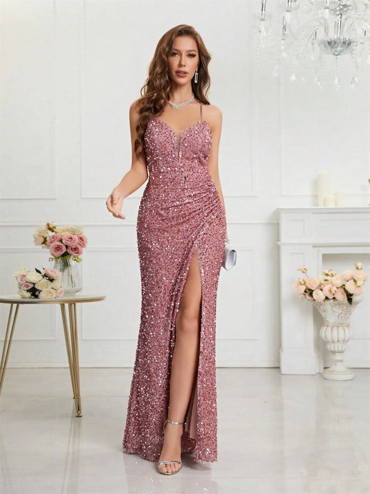 Split Thigh Sequin Cami Dress – The Perfect Party Outfit for Women