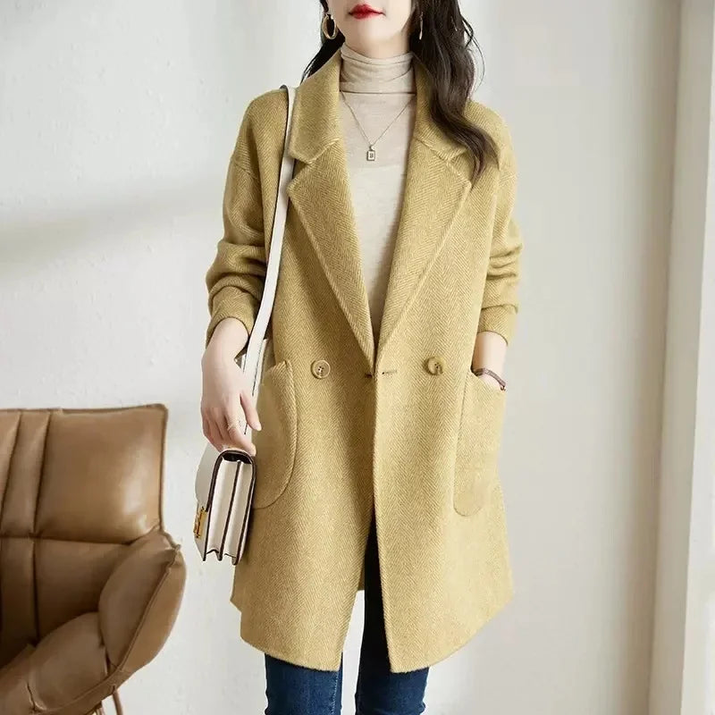 Warm & Stylish Herringbone Wool Blend Jacket – New Arrival