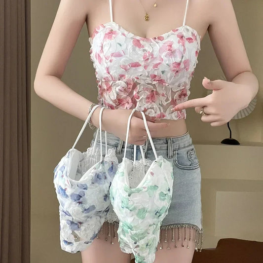 2025 Summer Sweet Floral Corset Top: The Perfect Blend of Vintage and Korean Fashion