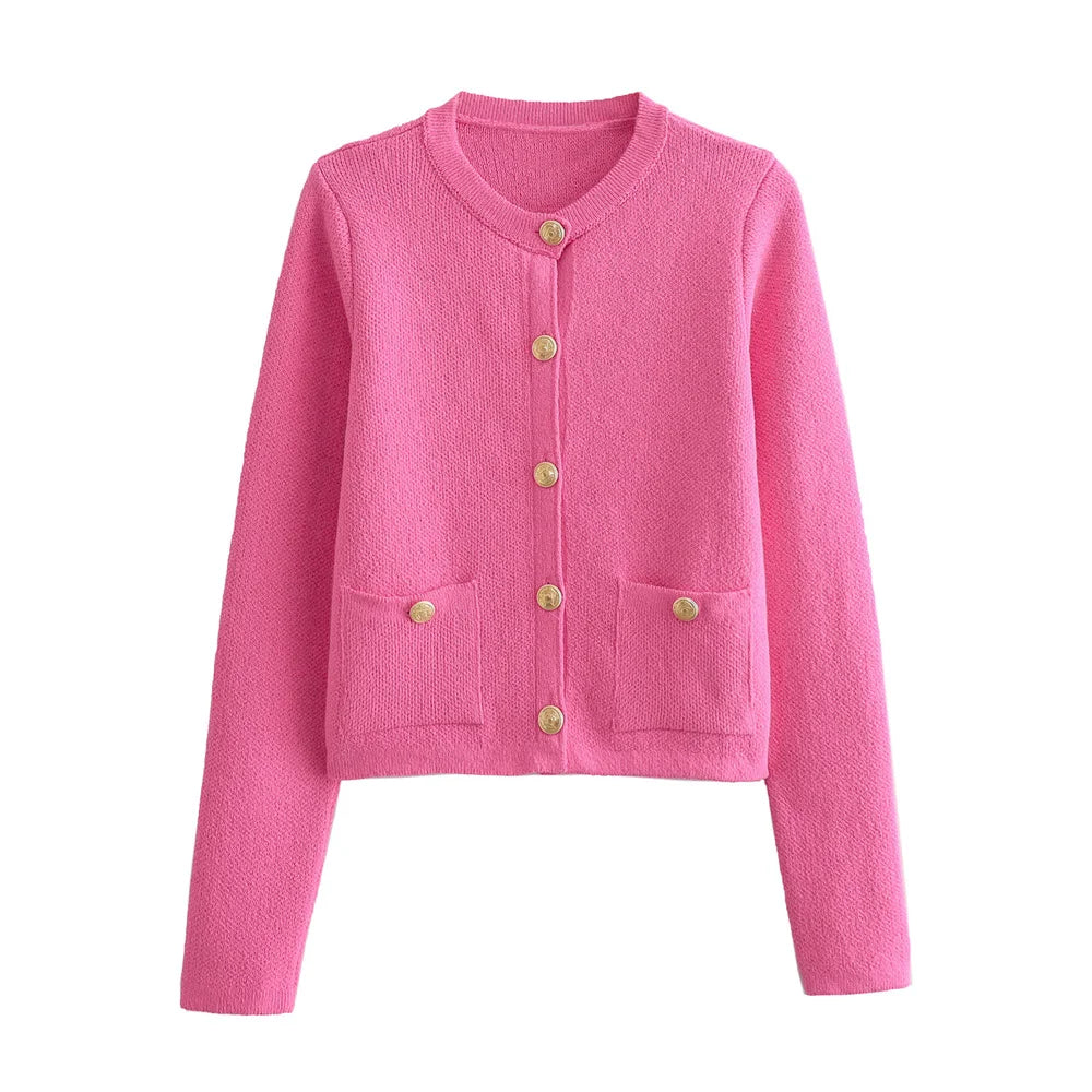 2025 Women's Knitted Coat: Bold Contrasting Colors for Spring and Autumn