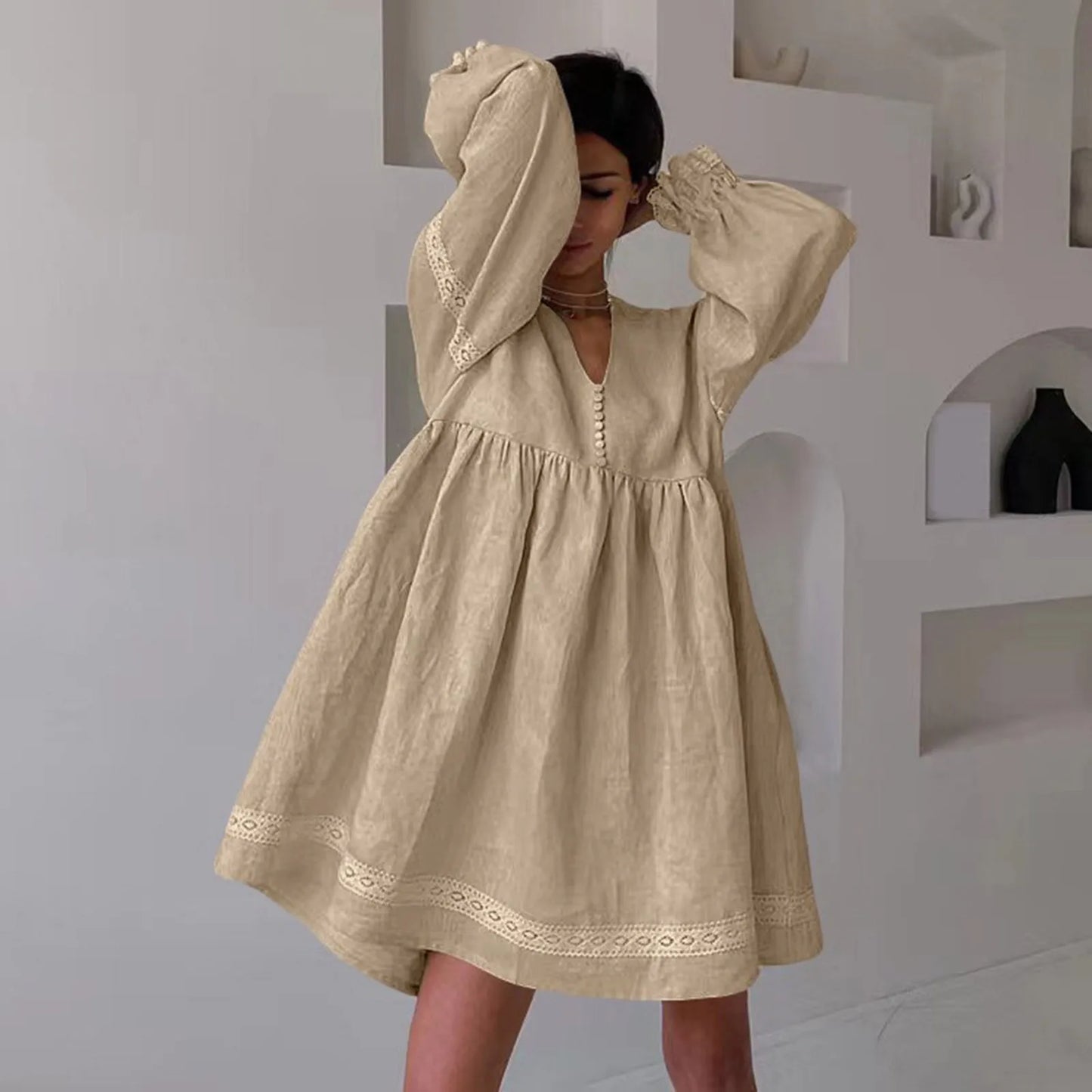 Stay Cool & Stylish with This Boho Cotton Lace Summer Dress