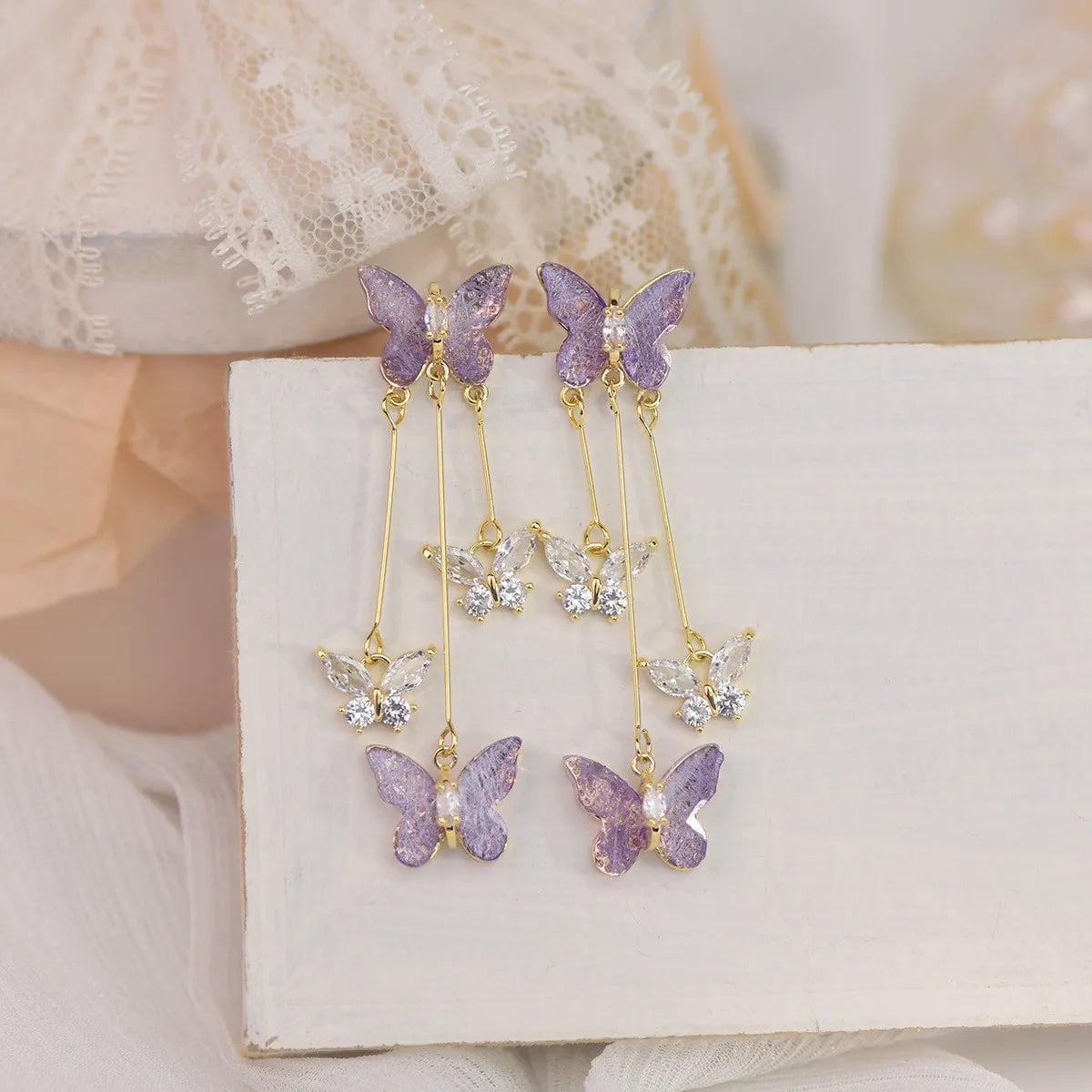 Purple Butterfly Long Tassel Earrings: Stylish Korean-Inspired Jewelry for Women