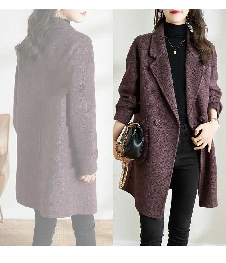 Warm & Stylish Herringbone Wool Blend Jacket – New Arrival