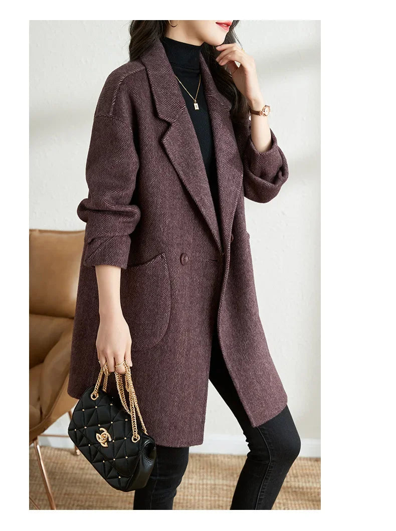 Warm & Stylish Herringbone Wool Blend Jacket – New Arrival