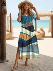 Summer Style: Marble Patchwork Color Dress for Women