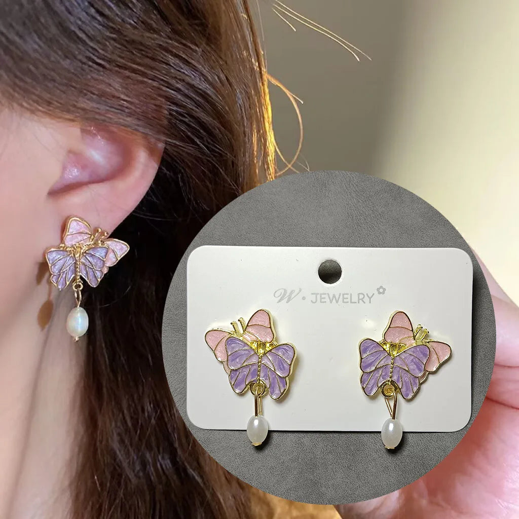 Purple Butterfly Long Tassel Earrings: Stylish Korean-Inspired Jewelry for Women