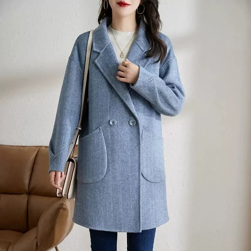 Warm & Stylish Herringbone Wool Blend Jacket – New Arrival