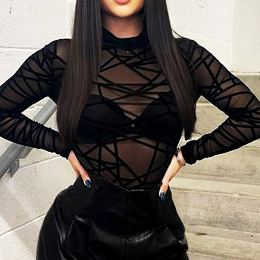 Stylish Women's Mesh Print T-Shirt: Perfect for Spring & Summer
